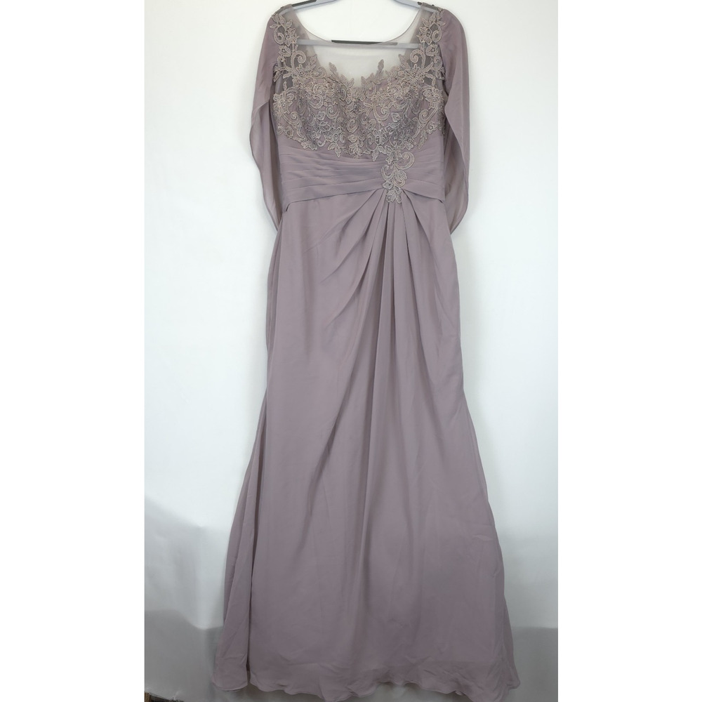 Wedding Dress Mother of the Bride A-Line Maxi Lace Capelet Back Lace Up Dusk